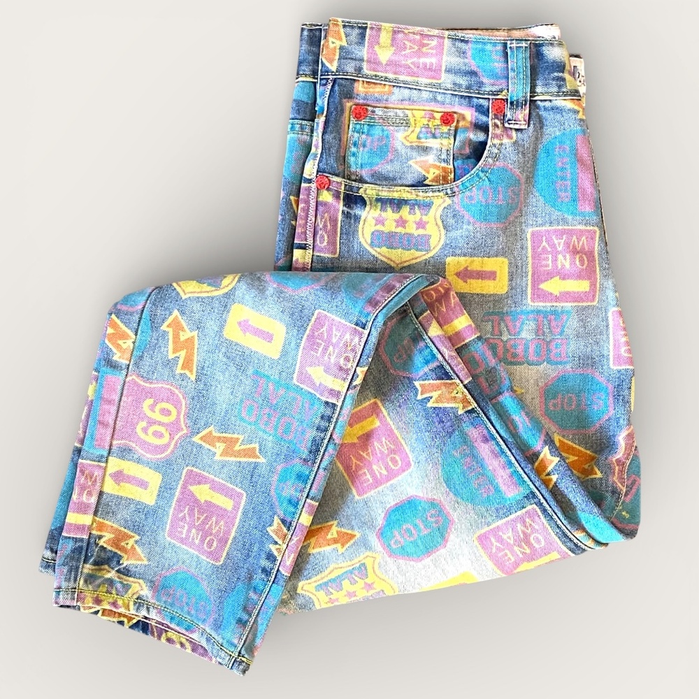 RARE FIND - Lalabobo Street Signs Novelty Graphic Women's Jeans